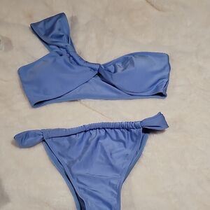 Blue One-Shoulder Bikini Set